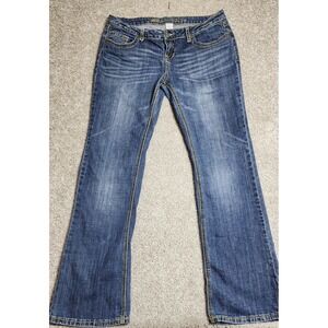 Blue Asphalt Womens Y2K Low-Rise Bootcut Medium Wash Blue Jeans Size 13